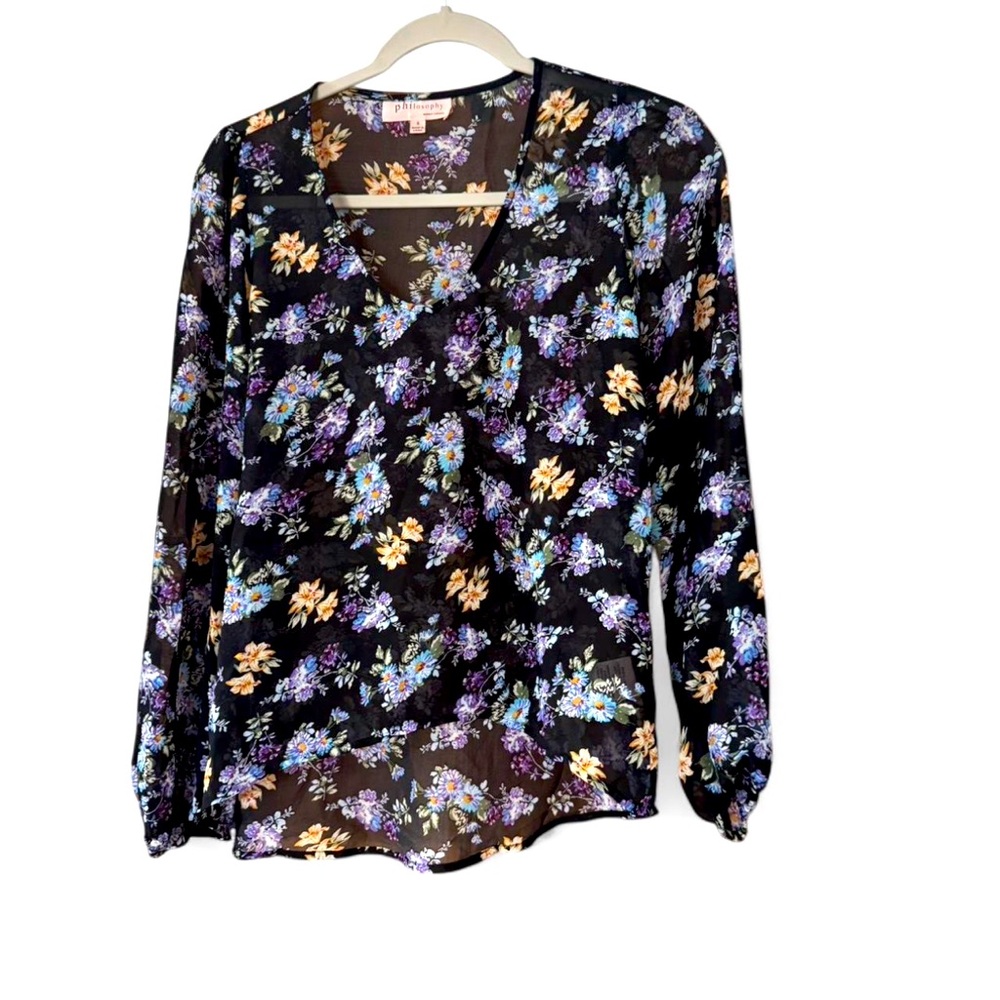Philosophy Sheer Floral Blouse Size Small